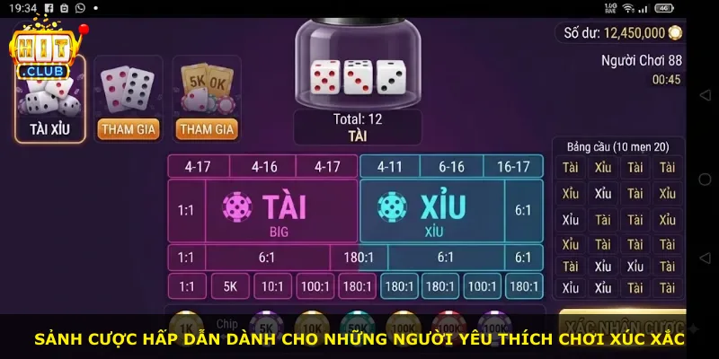 Sảnh cược hấp dẫn dành cho những người yêu thích chơi xúc xắc